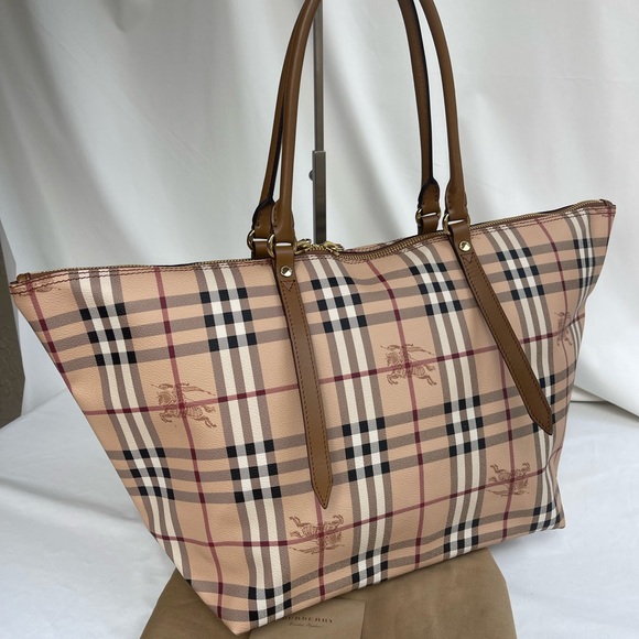BURBERRY HAYMARKET CHECK MEDIUM SALISBURY BAG Tote  Camel   $895 New Aunt. - Picture 5 of 16